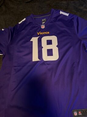 NFL Purple Vikings #18 Jersey with White Numbers